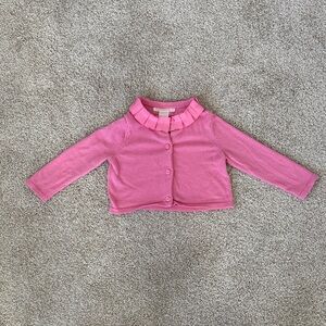 Janie and Jack Pink Button Down Shirt with Ruffled Collar
